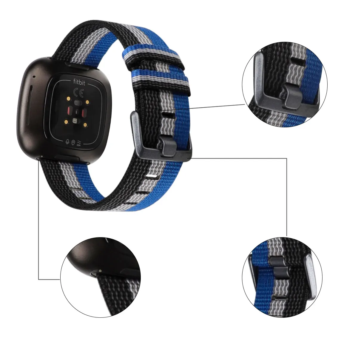 Холщовый нейлоновый ремешок для наручных часов Fitbit Versa 3 быстросъемный плетеный браслет умных Sense