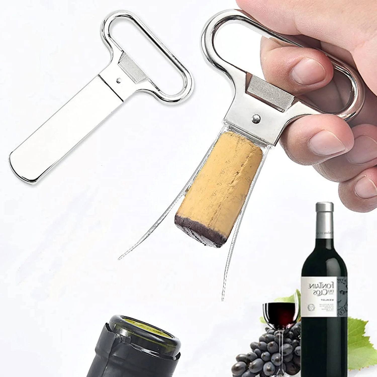 Premium High Quality Wine Opener for Vintage Bottles Two-Prong Cork Puller for Damaged Cork Old Wine Beer Bottle Opener