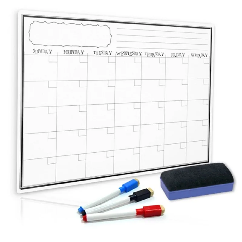 Custom Size Dry Erase Magnetic Calendar Fridge Magnet Board for Refrigerator Erasable Magnetic Weekly Planner Whiteboard