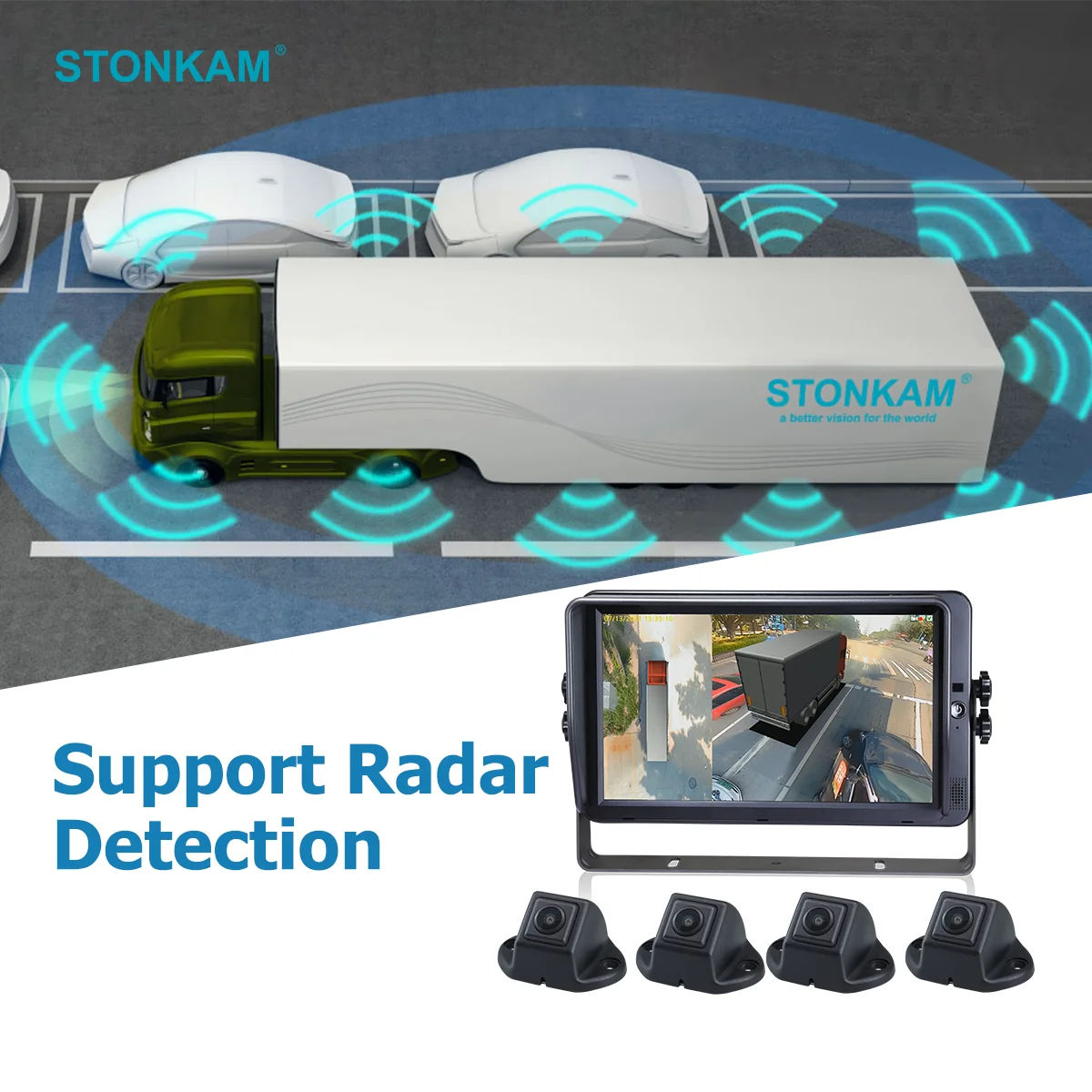 STONKAM AI 360 Car Camera System 4 Camera 4 Parking Sensor Truck 2/3D Bus And Truck 360 Degree Camera