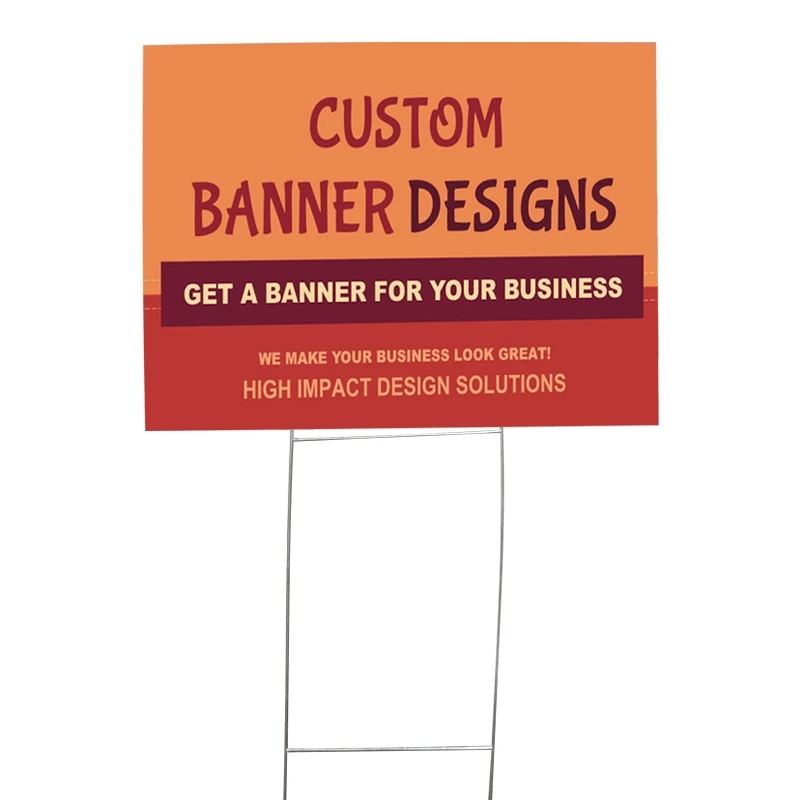 Customized Uv Ink Yard Sign Corrugated Plastic Printed Front & Back With Metal Ground Stake Included For Rent Sign