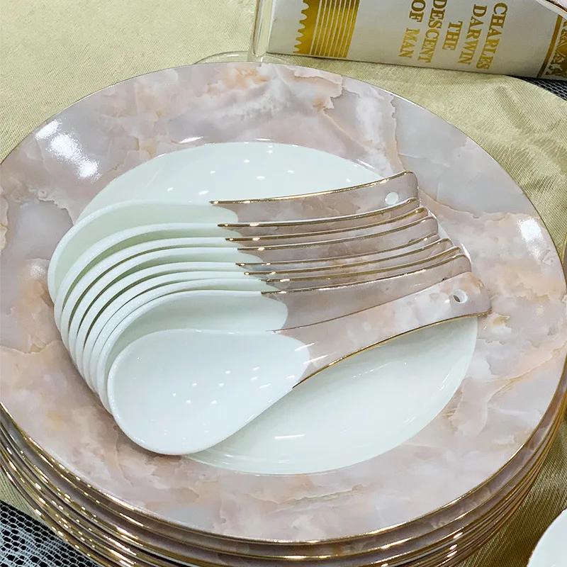 European-style bone china tableware suit bowl dish plate spoon set home set of housewarming wedding gifts factory wholesale