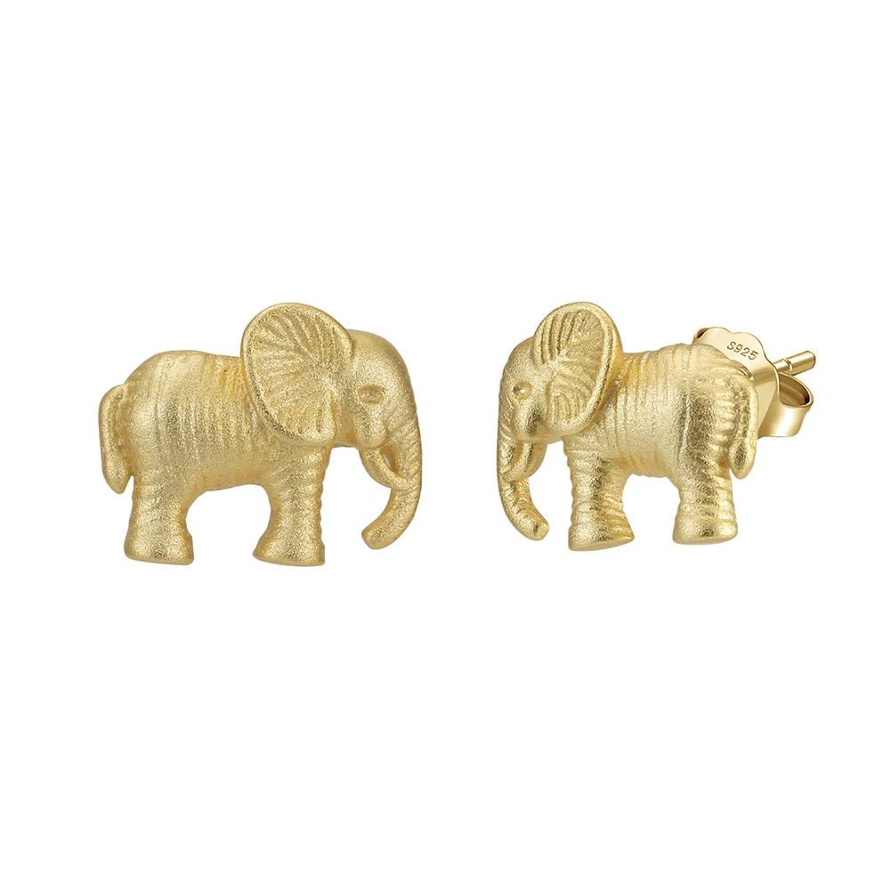 RINNTIN SE404 S925 Silver Cute Animal Elephant Shape Ear Stud Earrings Jewelry Accessories Fine Jewelry Earrings for Women