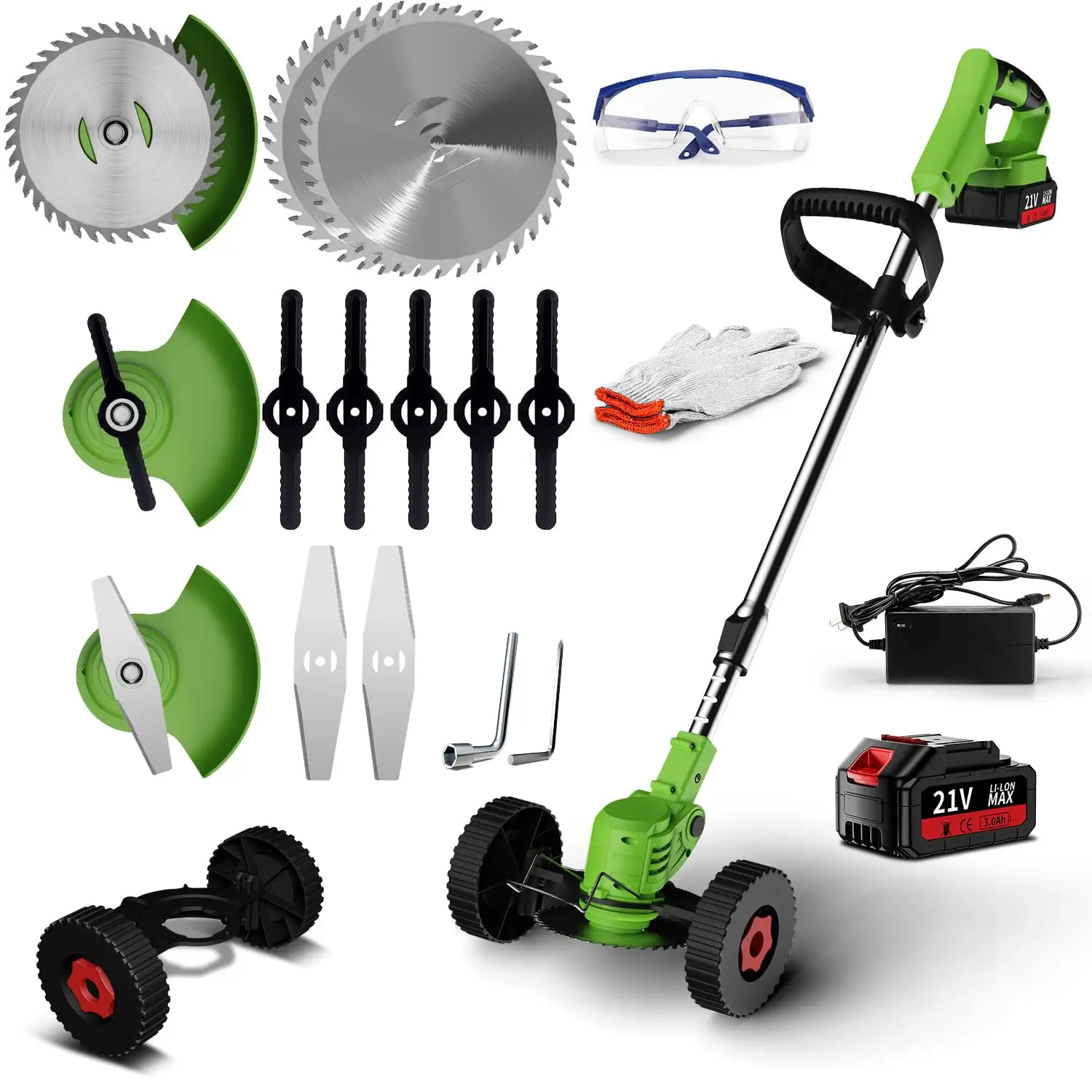 Battery Lawn Trimmer 20v Garden Gear Easy Carry Rechargeable Grass Strimmer Electric Lawn Mower with Telescopic Handle