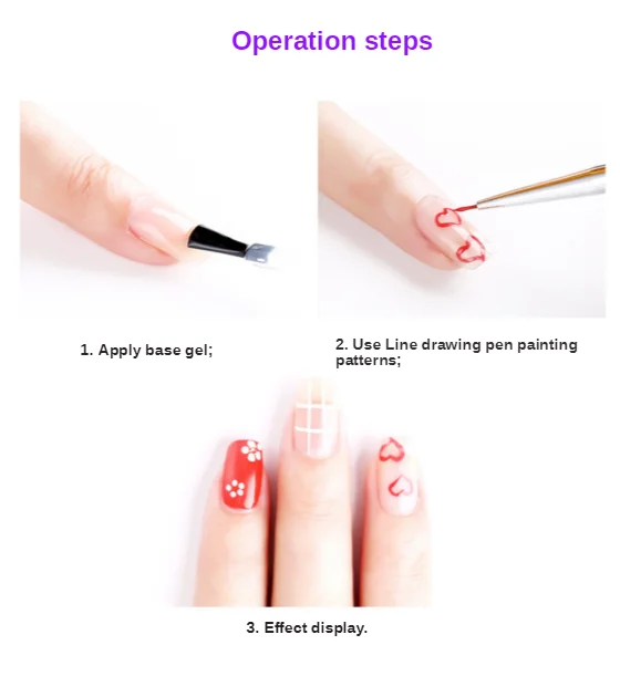 Wholesale nail art brush tool pink 15-piece set multi-specification nylon nail art pen