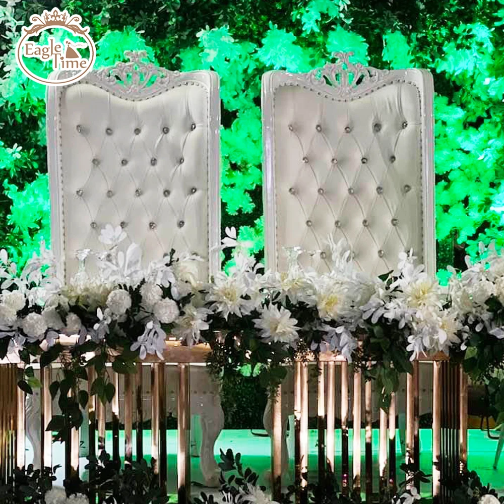Wholesale Elegant Wedding Events Luxury Gold Royal Queen King Rental Modern High Back Throne Chair White