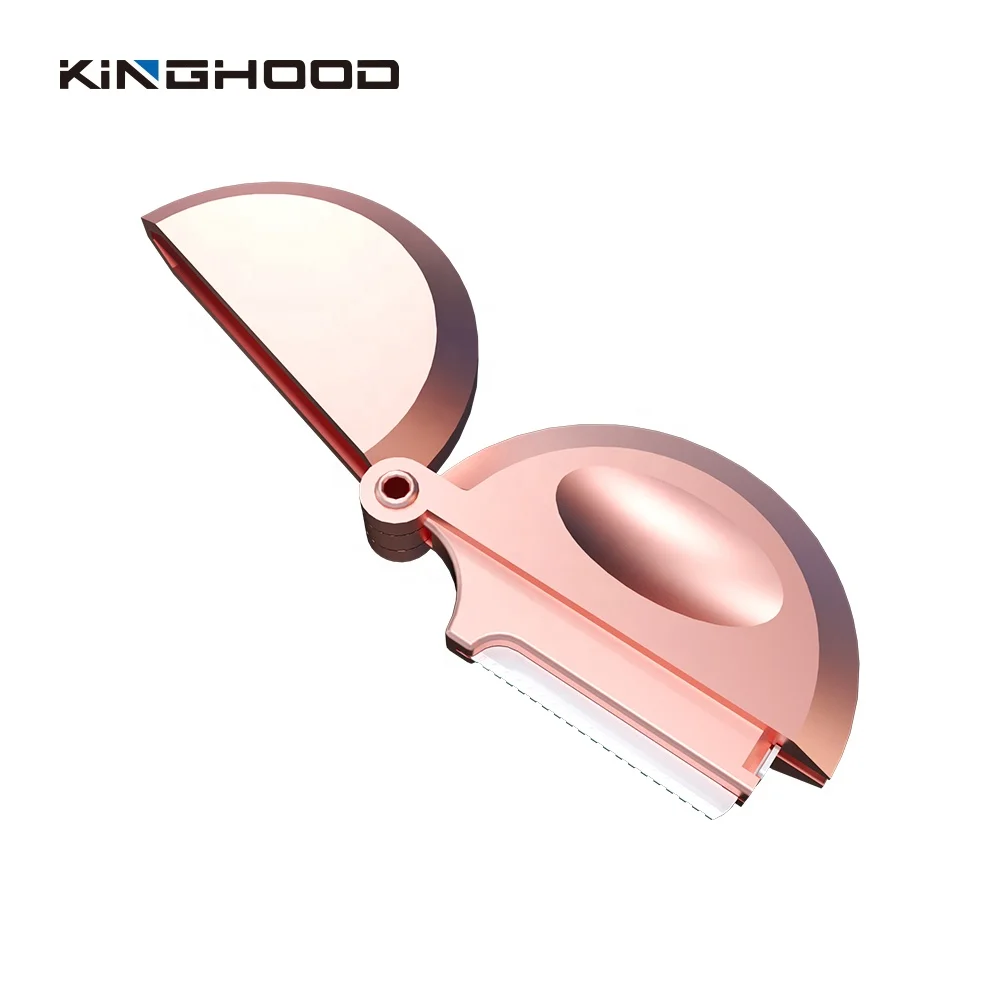 Private Label Safety Round Rose Gold Eyebrow Trimmer Knife  Reusable Face Razors