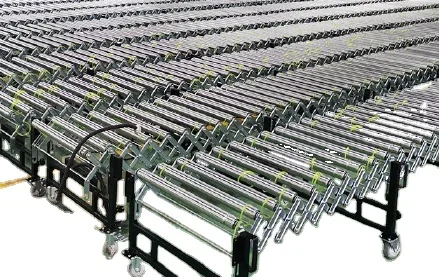 
Flexible plastic skate wheels gravity mobile telescopic belt roller conveyor for conveying box parcel in logistic DWS system 