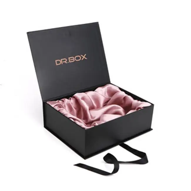 Custom Logo Embossing Box Packaging Pink Hair Weave Extensions Boxes Wig Box with Silk