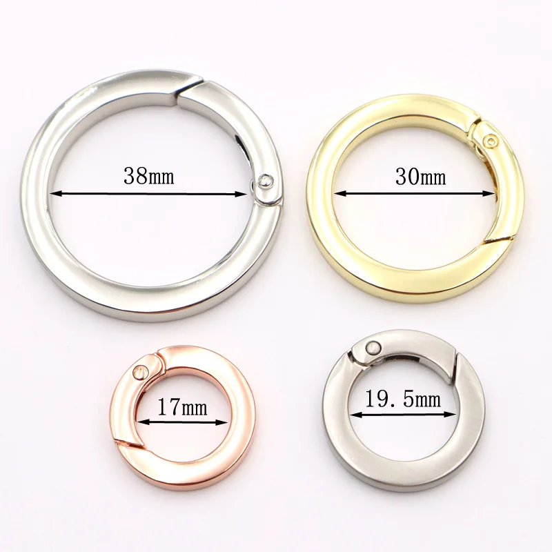 Gold Custom Logo Zinc Alloy Bag Ring Push Ring Metal Snap Gate O Ring 25mm Round Spring Clasp for Decoration