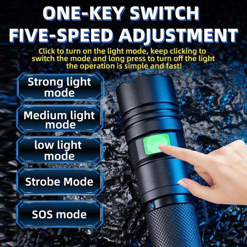 Edc Flashlight Rechargeable Tactical Led Flashlights Mini Zoom Torch Waterproof Hunting Outdoor Long Range Hand Lantern