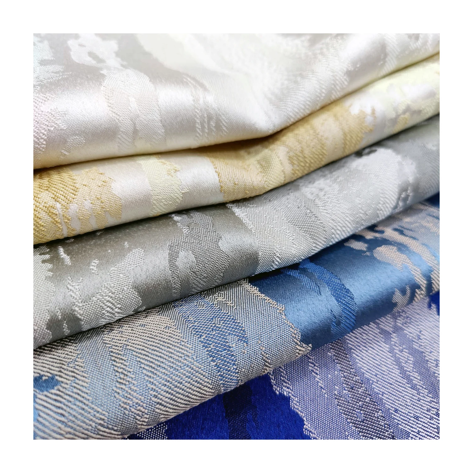 Bomar Factory Supply Blue Blackout Jacquard Curtains For Living Room Polyester Nordic Modern Solid Color Curtain Fabrics