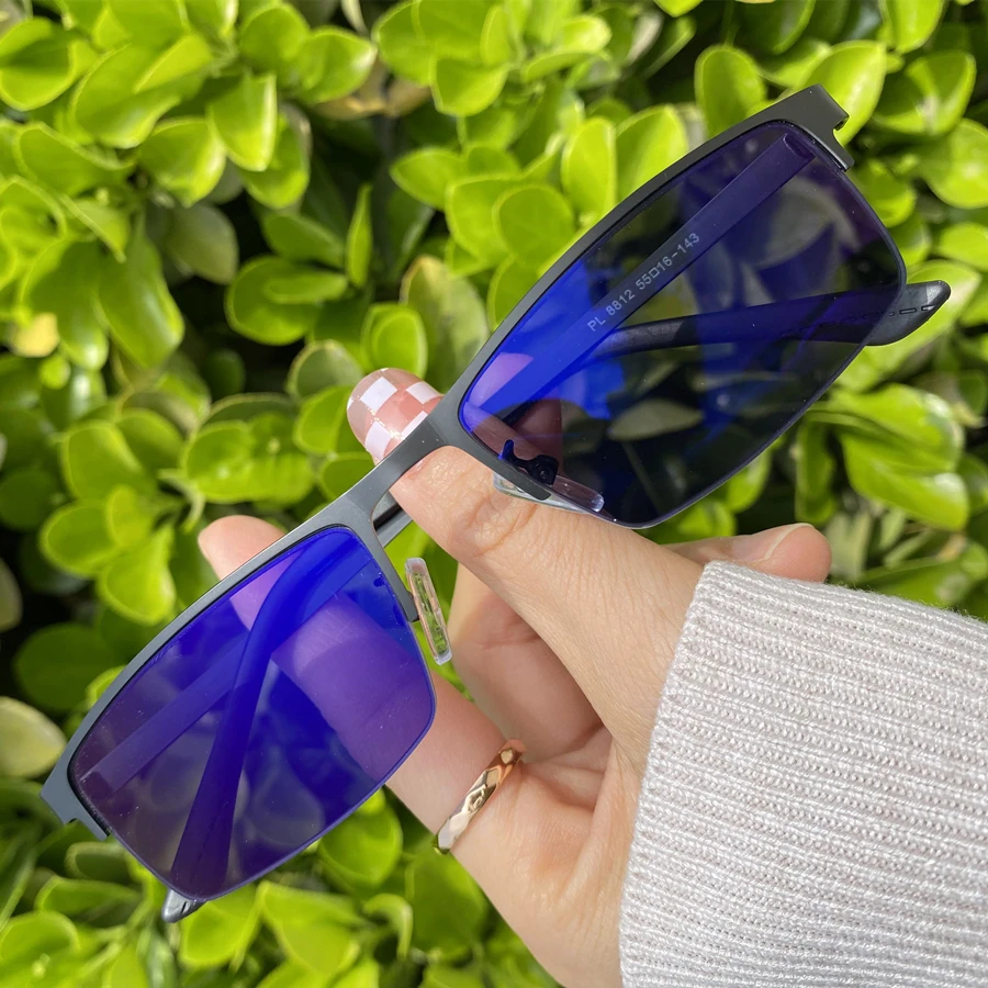 2023 metallic half frame rectangle unisex eye glasses for women photogray anti UV400 lunette photochromic anti refflet original