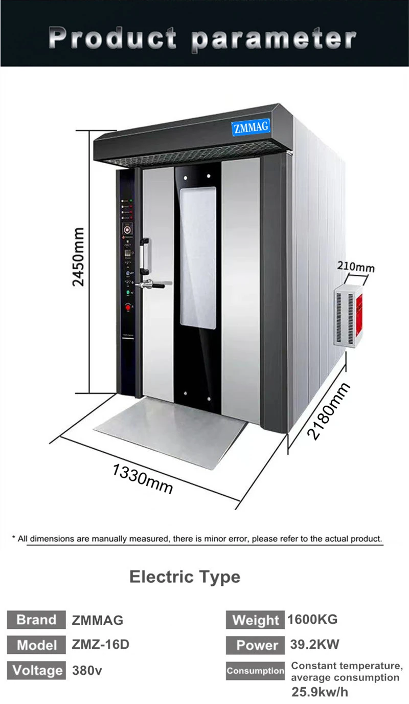 Chinese pita bread making machine commercial bakery oven 16 trays rotary rack oven 380 voltage