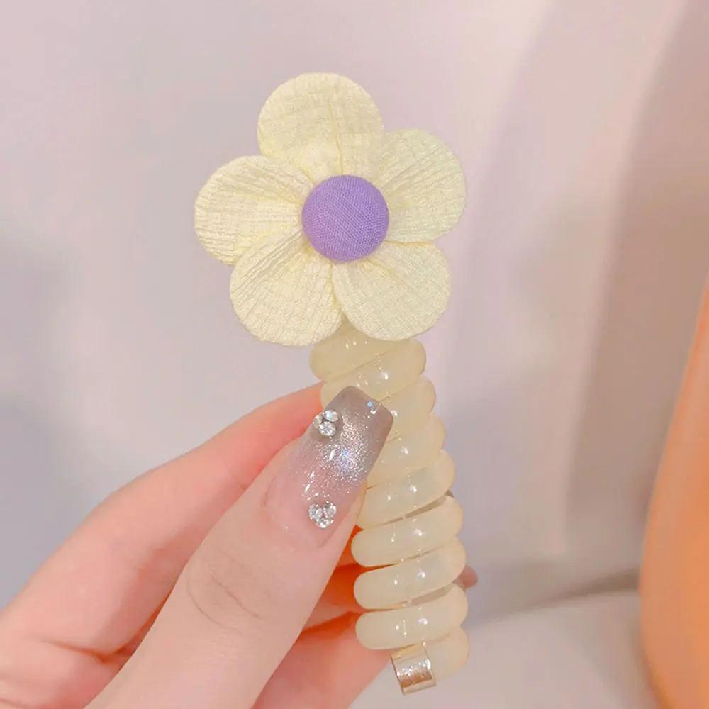 Candy Color Cute Ponytail Telephone Wire Hair Bands For Girls Rubber Hair Ties Bundle Scrunchies Hair Accessories Women Headband