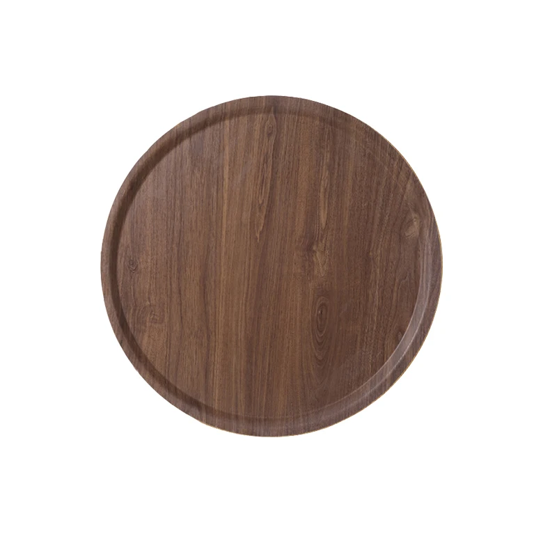 
2020New Design Wholesale round wood fiber dinner tray dishwasher safe pizza serving tray 