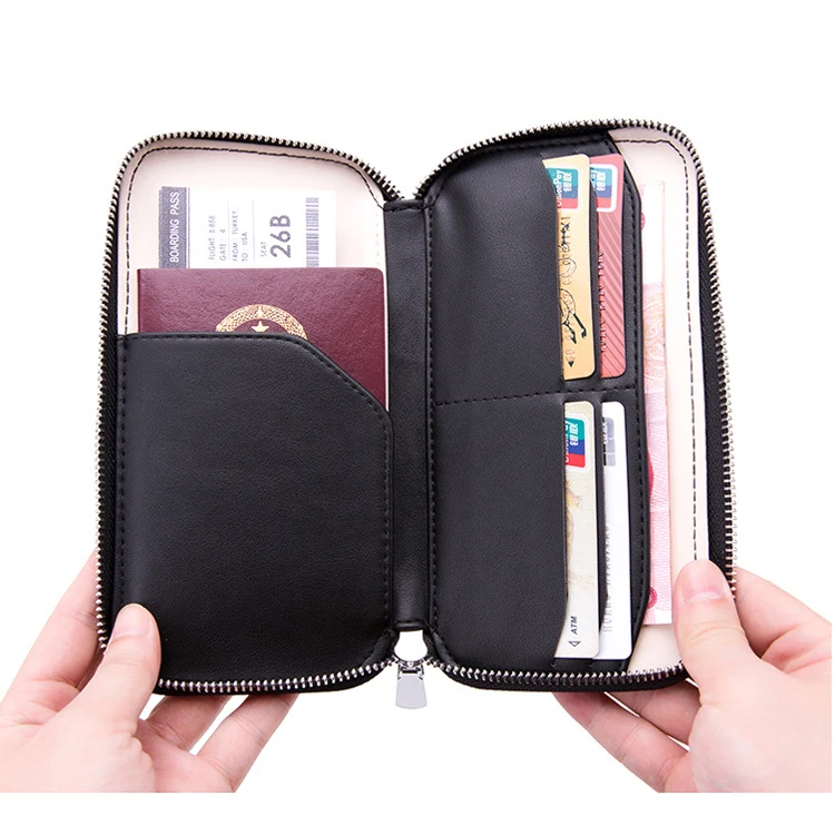 Wholesale custom luxury RFID Blocking Passport Holders Leather Travel Wallet Organizer Passport Bag with phone package