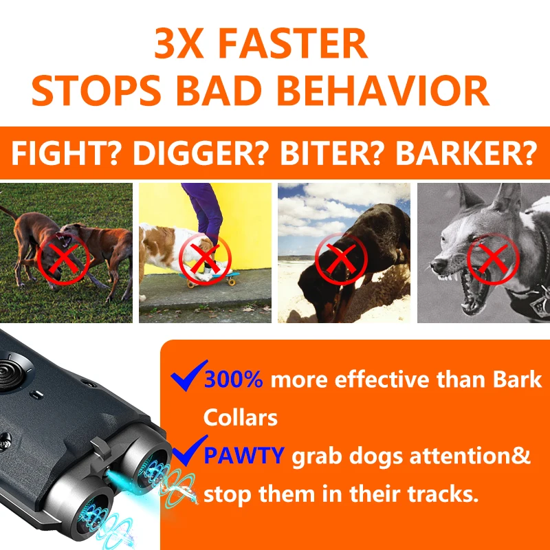 Outdoor Rechargeable Led Handheld Ultrasonic Bark Stop Pet Dog Repeller Training Device Electronic Dogs Barking Deterrents
