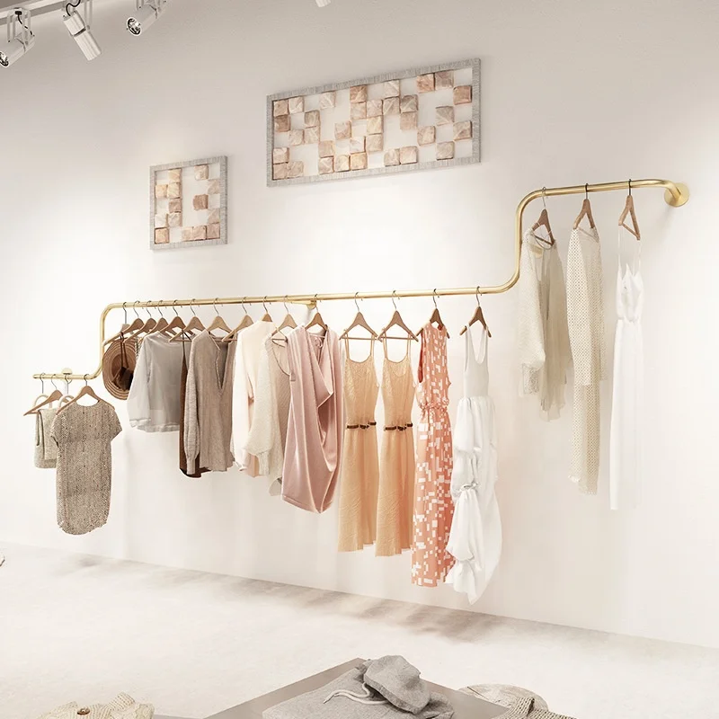 Hot Sales Customize wall-mounted clothing rack for garment shop clothes display racks for boutique Advertising Equipment