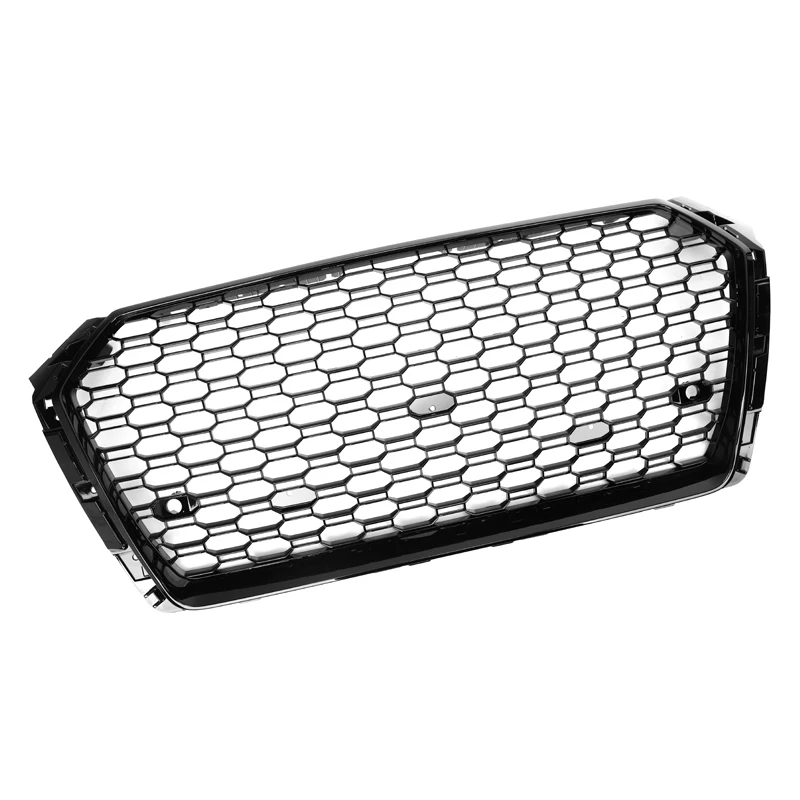 Gloss Black chrome Black A4 B9 RS4 ABS front Grills  Front Car styling honeycomb mesh Grills A4 B9 2016+ no emblem