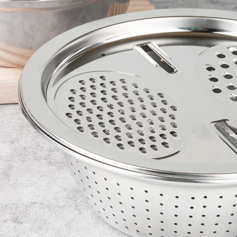 New Kitchenwares Fruit Vegetable 3 Pcs Colander Set Stainless Steel Rice Wash Sieve Basket Strainer