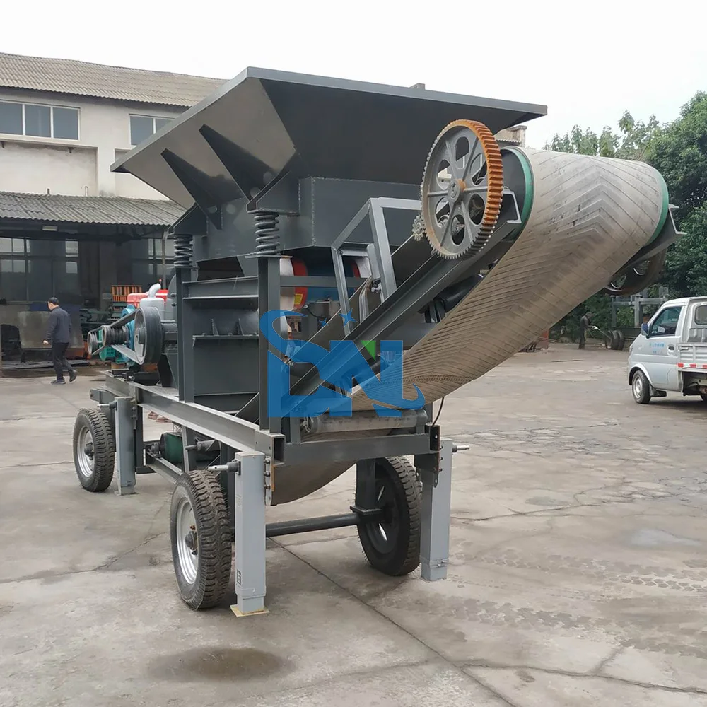 Mini Stone Mobile Jaw Crusher With Belt Conveyor Primary Stone Crusher Machine