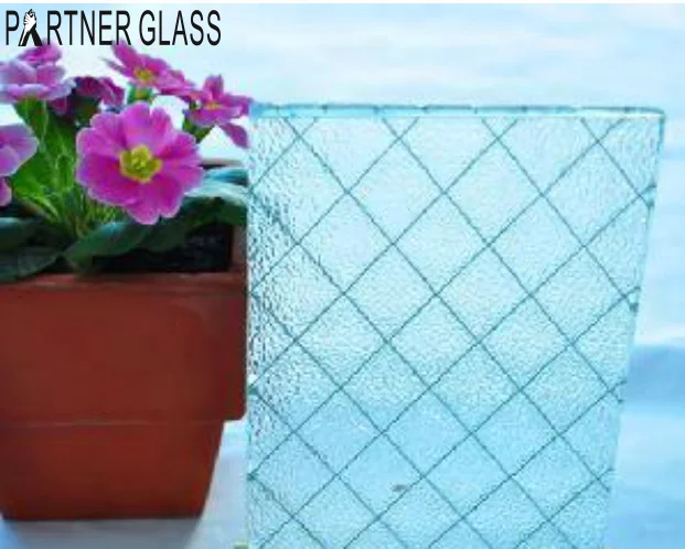 PARTNER GLASS Wire mesh glass 6MM 8MM Heat Resistant Fire Proof Artic patterned glass for decorative door