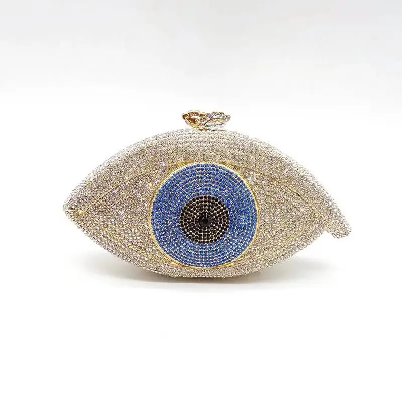 Amazon Evil Eye Hot Sale Rhinestone  Diamond  Handmade Clutch Graceful Evening Bag Crystal Rhinestone Clutch for Formal Party