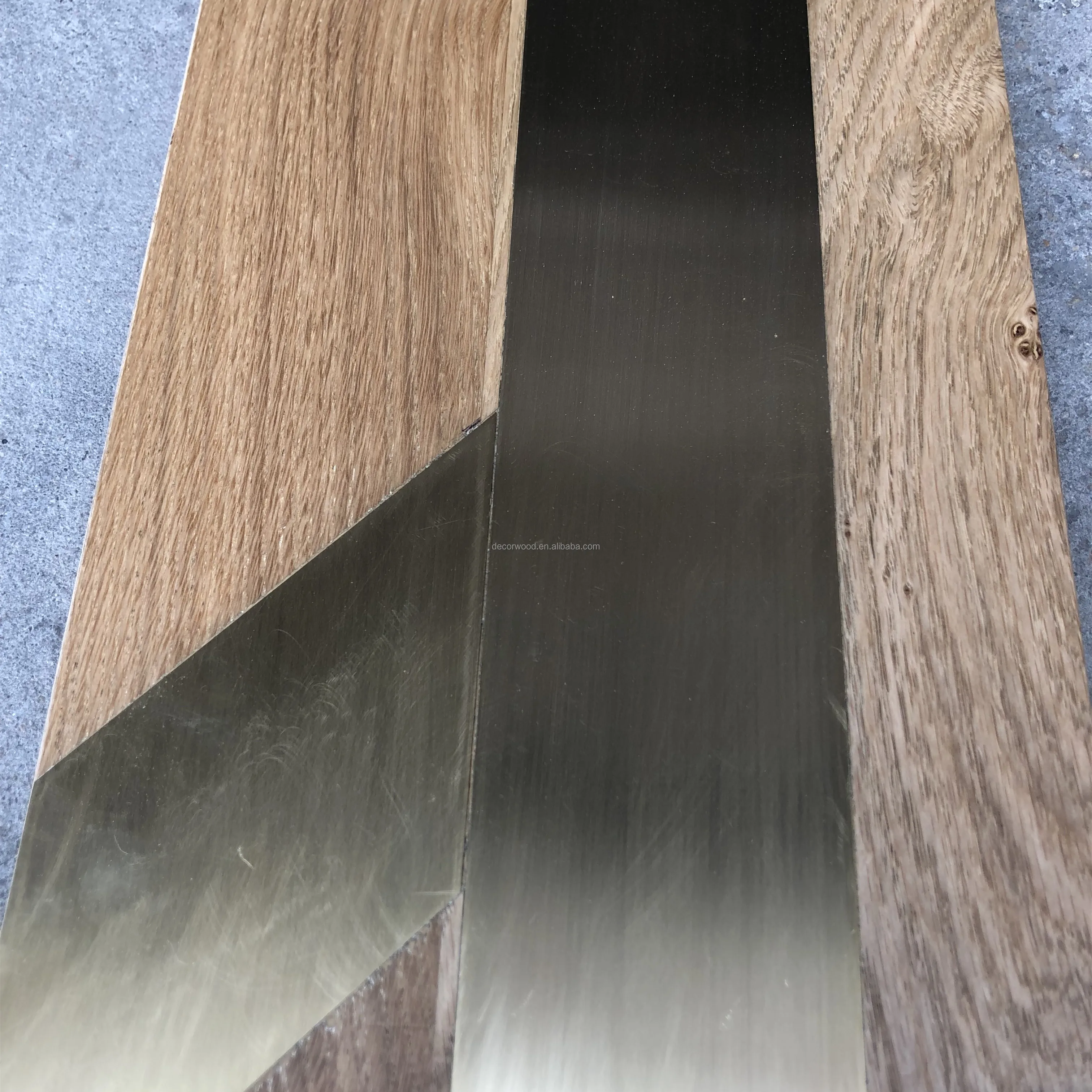 brass inlay parquet floor high quality oak parquet wooden flooring