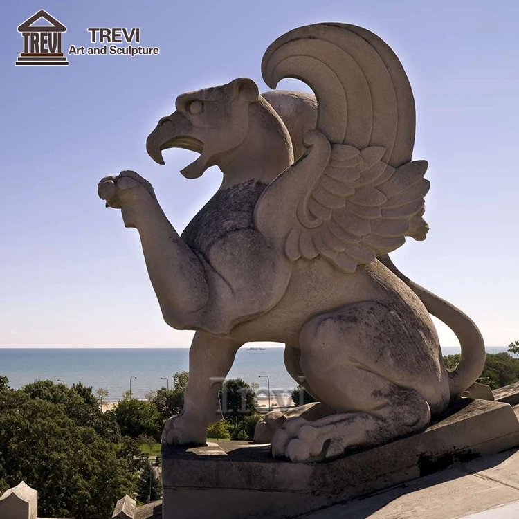 Antique Outdoor Garden Stone Animal Sculpture Marble Griffin Statue