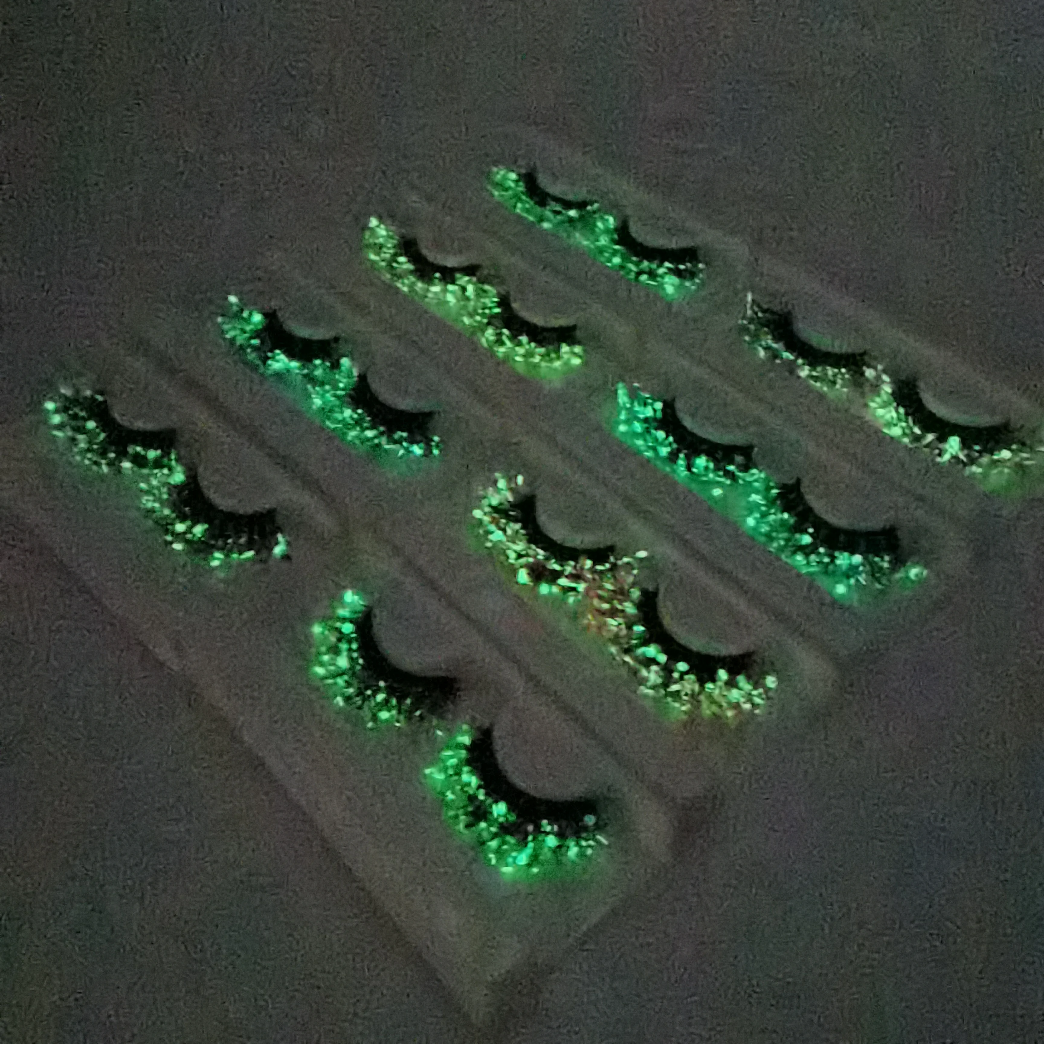 Full Strip Colored Lash Luminous faux Mink Eyelashes Party Glitter Green Pink Eye Lashes UV Light Glow in the Dark