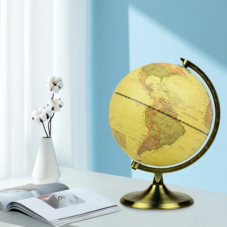 World Map Globe Decor Desk Earth Globe Le Globe Terrestre with Metal Meridian and Base