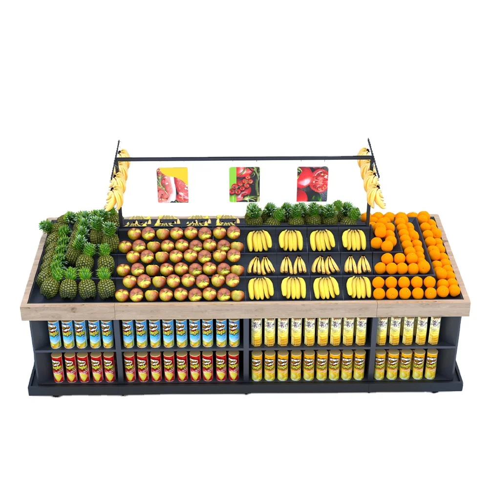 Modern Factory Price Commercial Fresh Fruit Vegetable Produce Stand Display Table For Supermarket