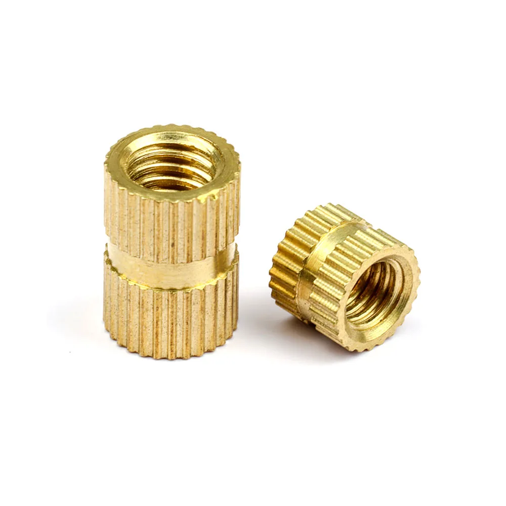 Custom Through Thread Copper Inserts Nuts Brass Knurled Nut Fasteners Knurled Threaded Insert brass fasteners