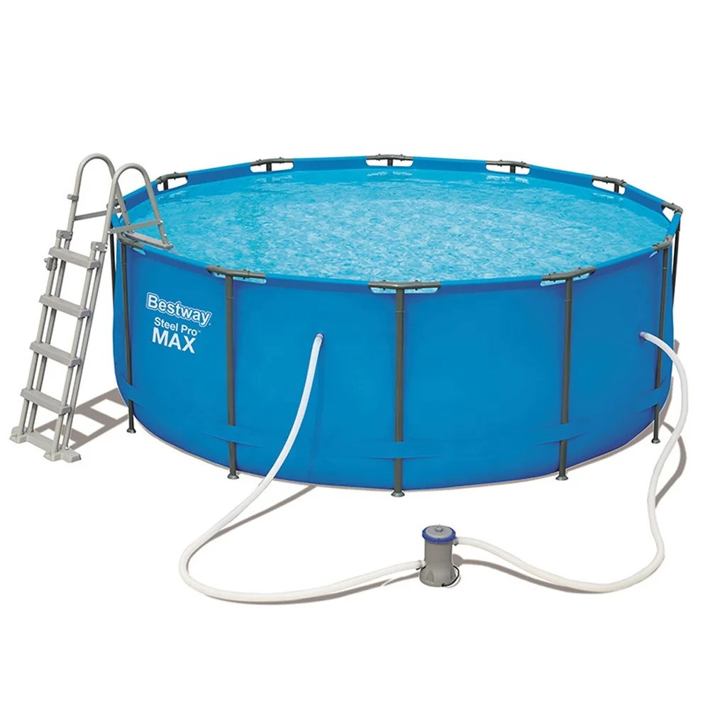 Bestway 56420 12Ft X 48in Elliptical Flat Pipe Swimming Pool With Cover Ladder Filter Pump