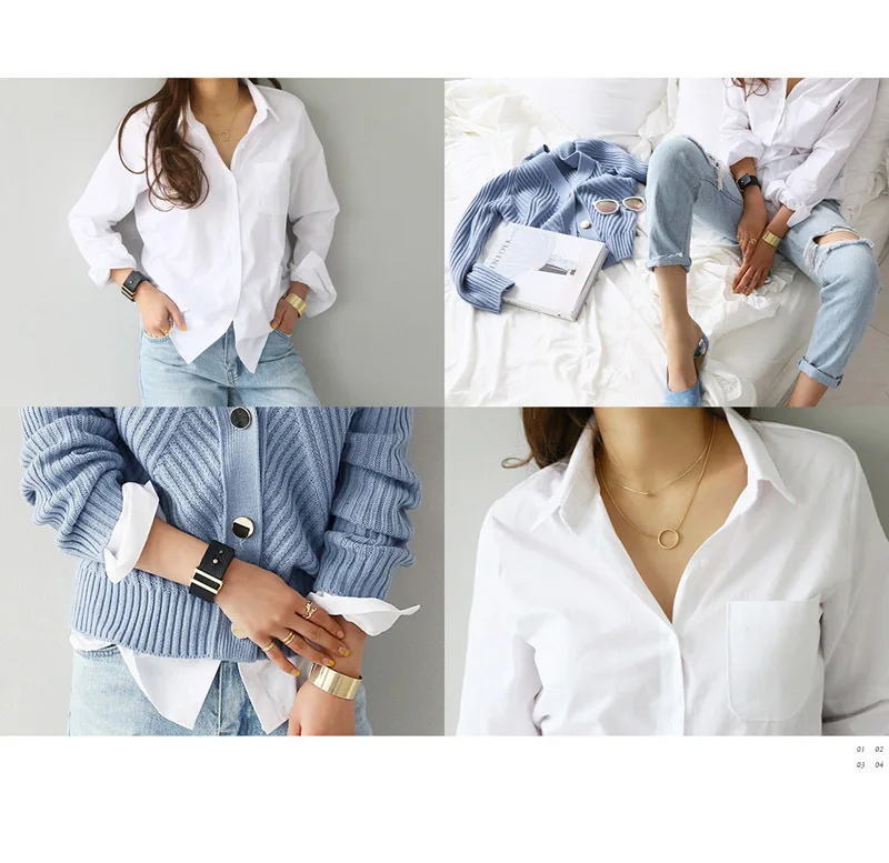 2023 Popular Design Pure Color Women Blouse Blouse White Shirt