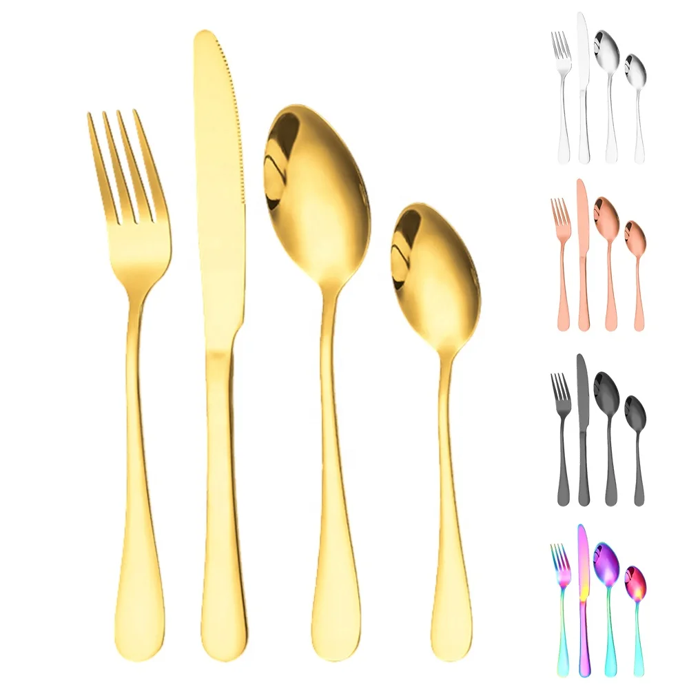 GEMEI Premium Stainless Steel Flatware Mirror Polished Cutlery Durable Home Kitchen Eating Fork Knife Spoon Utensil Set  for 6