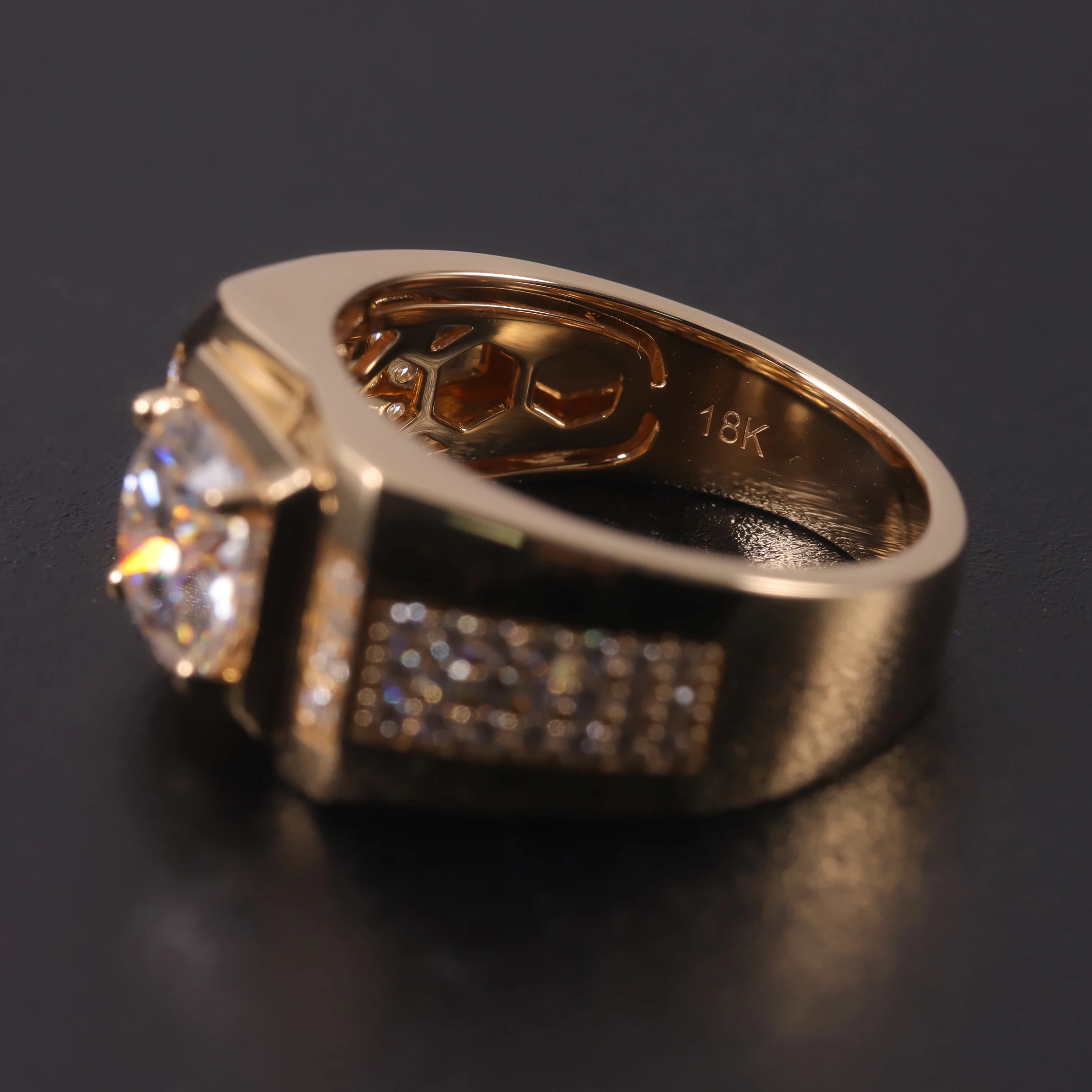 M80A Abiding Latest Gold Finger Ring Designs Engagement GRA Certificate Moissanite Diamond AU750 18K Solid Gold Mens Ring