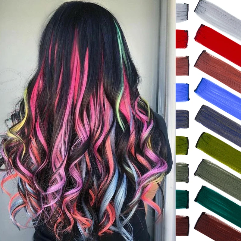 China Manufacturer rainbow Wigs 70 Inch Long Colorful Clip on in Hair Extensions Wigs