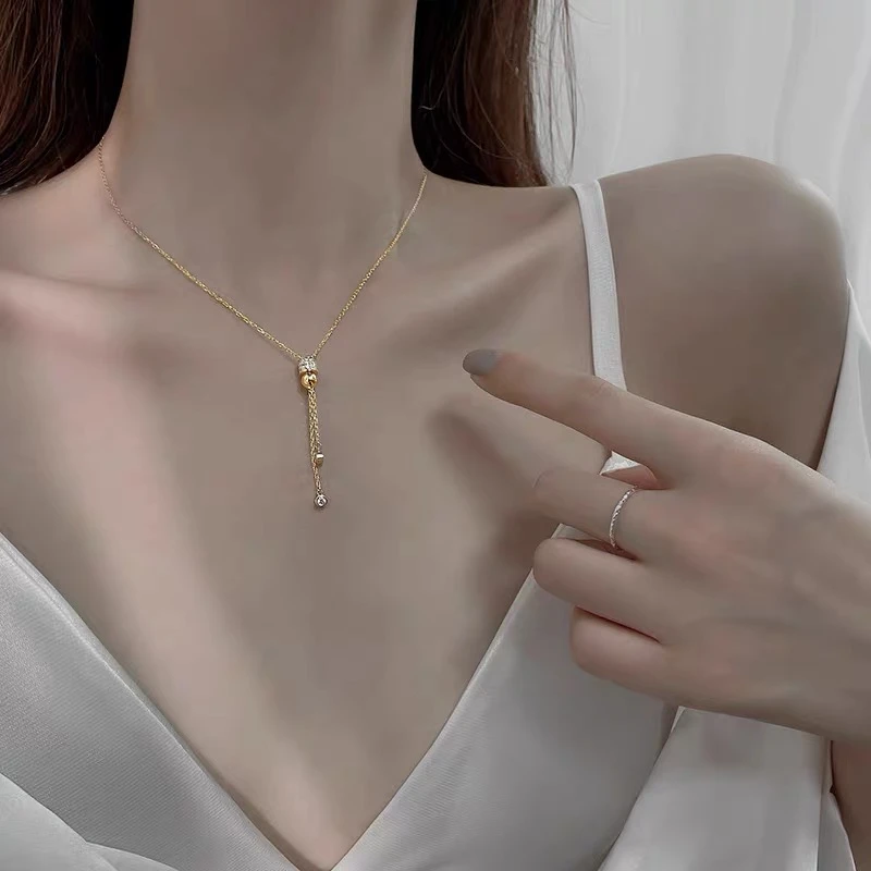 Женское маленькое телескопическое ожерелье с высокой талией, цепочка до ключиц, новинка 2021, женское серебряное