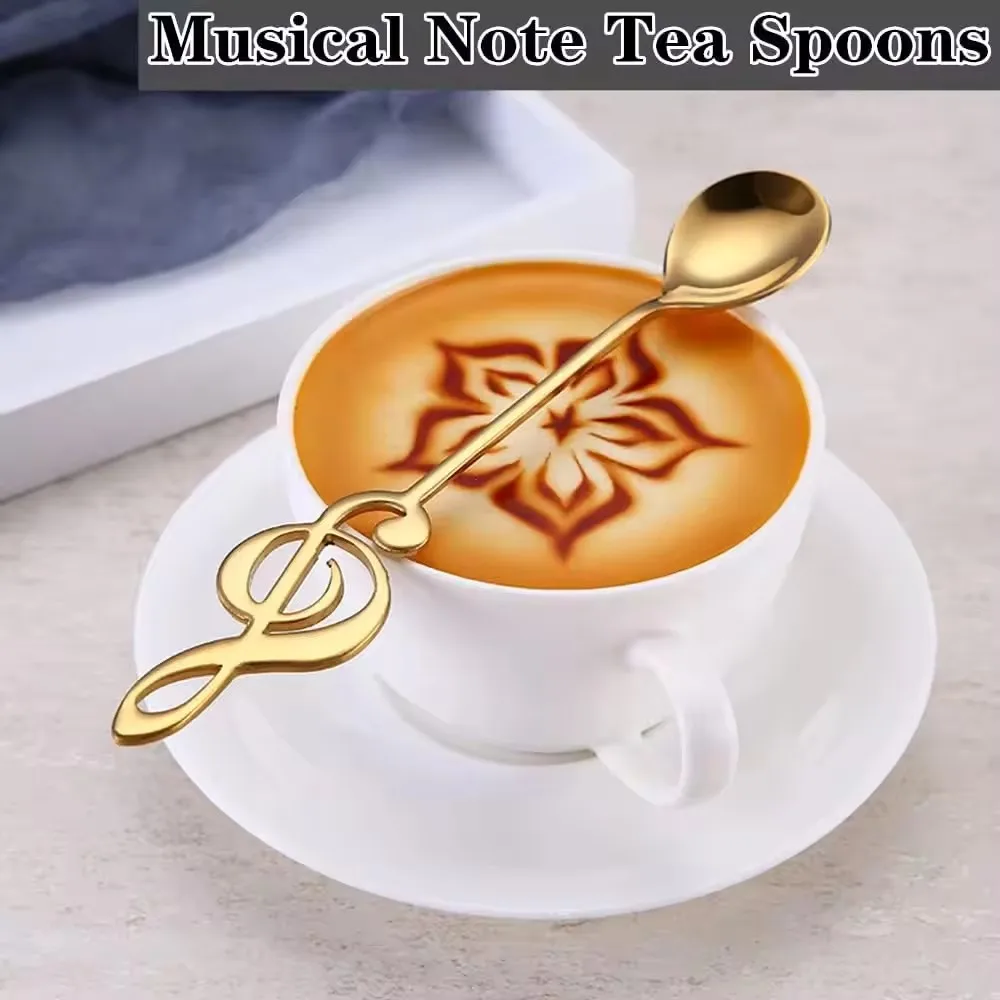 Factory Stainless Steel Coffee Spoon Ice Cream Scoop Music Note Tea Spoon Mini Mixing Spoon