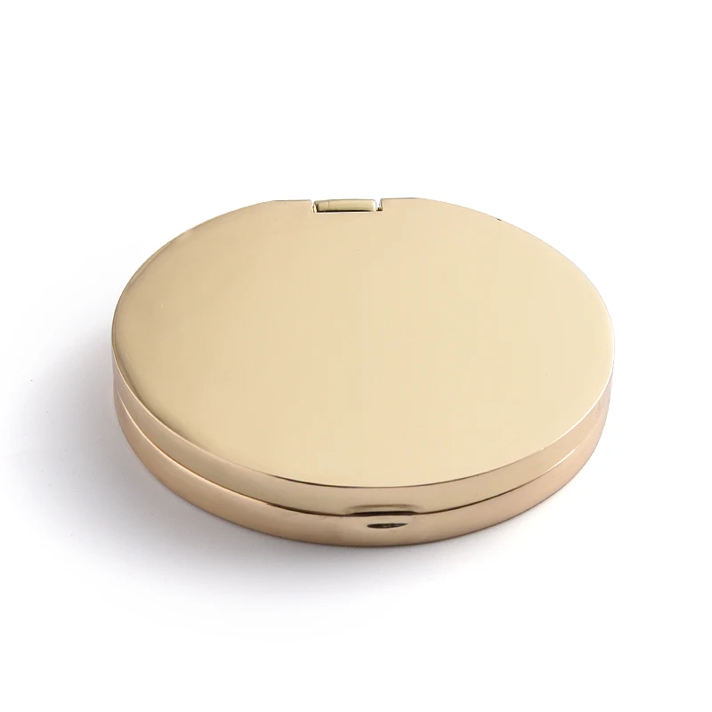 Souvenir Double Sided Customized Logo Metal Pocket Mirror Round Gold Make up Compact Mirror