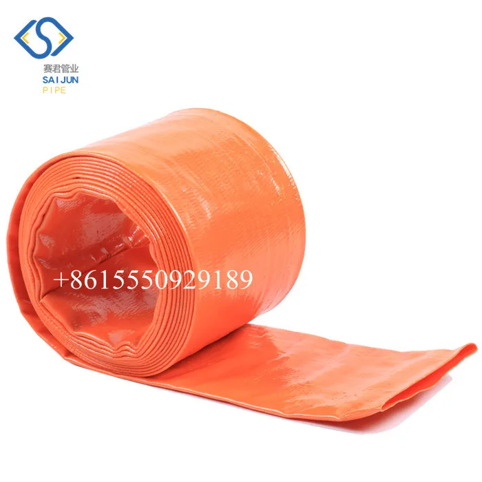 Blue orange yellow colour 2 3 4inch PVC lay flat hose pipe cotton irrigation hose pipe
