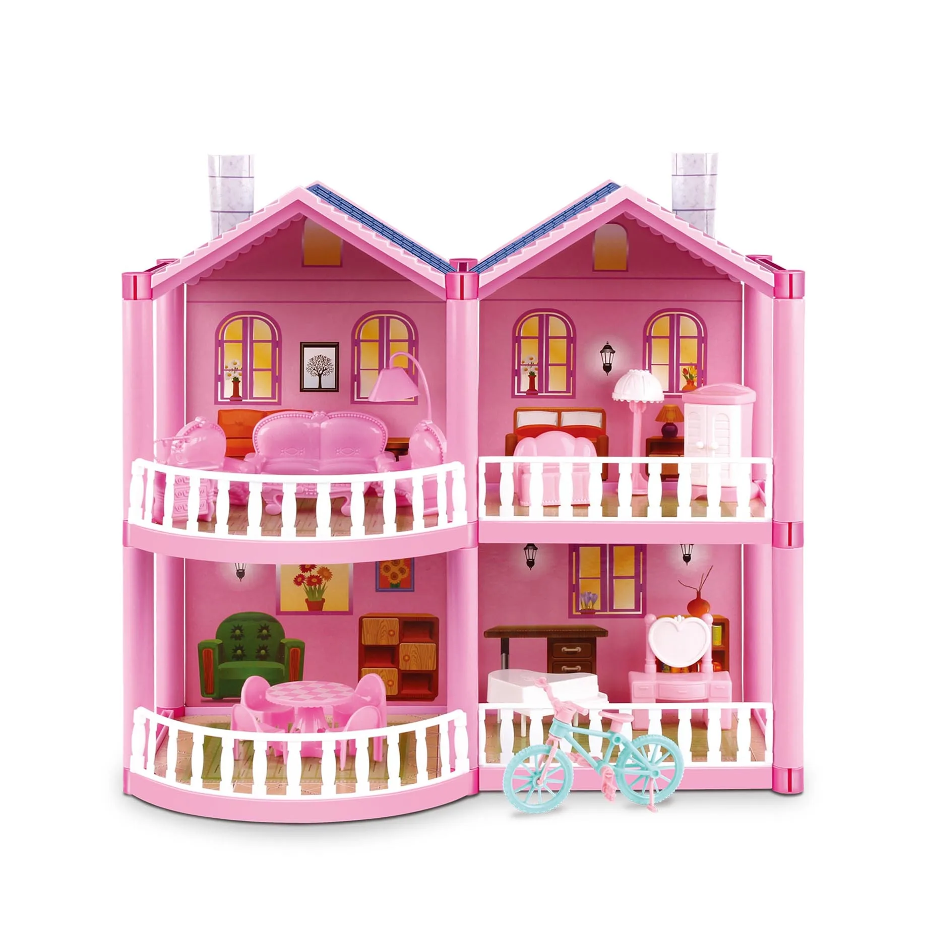 Girls Pretend Role Play Villa House Toy, DIY Princess Model With Furniture Doll House