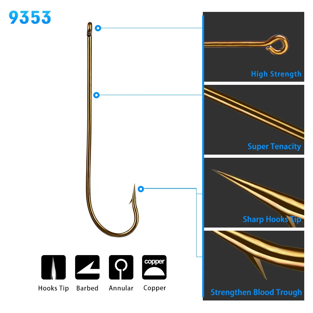 Aberdeen Long Shank Fish Hook Saltwater Freshwater Fishing Hooks