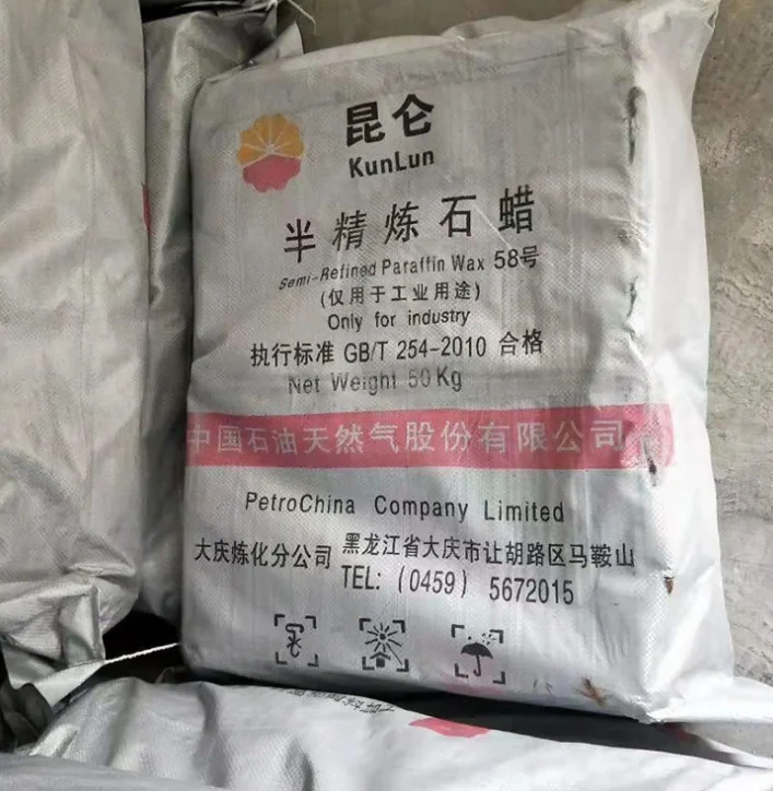 Manufacturer Parafin Wax price 50kg bag Fully Refined kunlun 58 Paraffin Wax