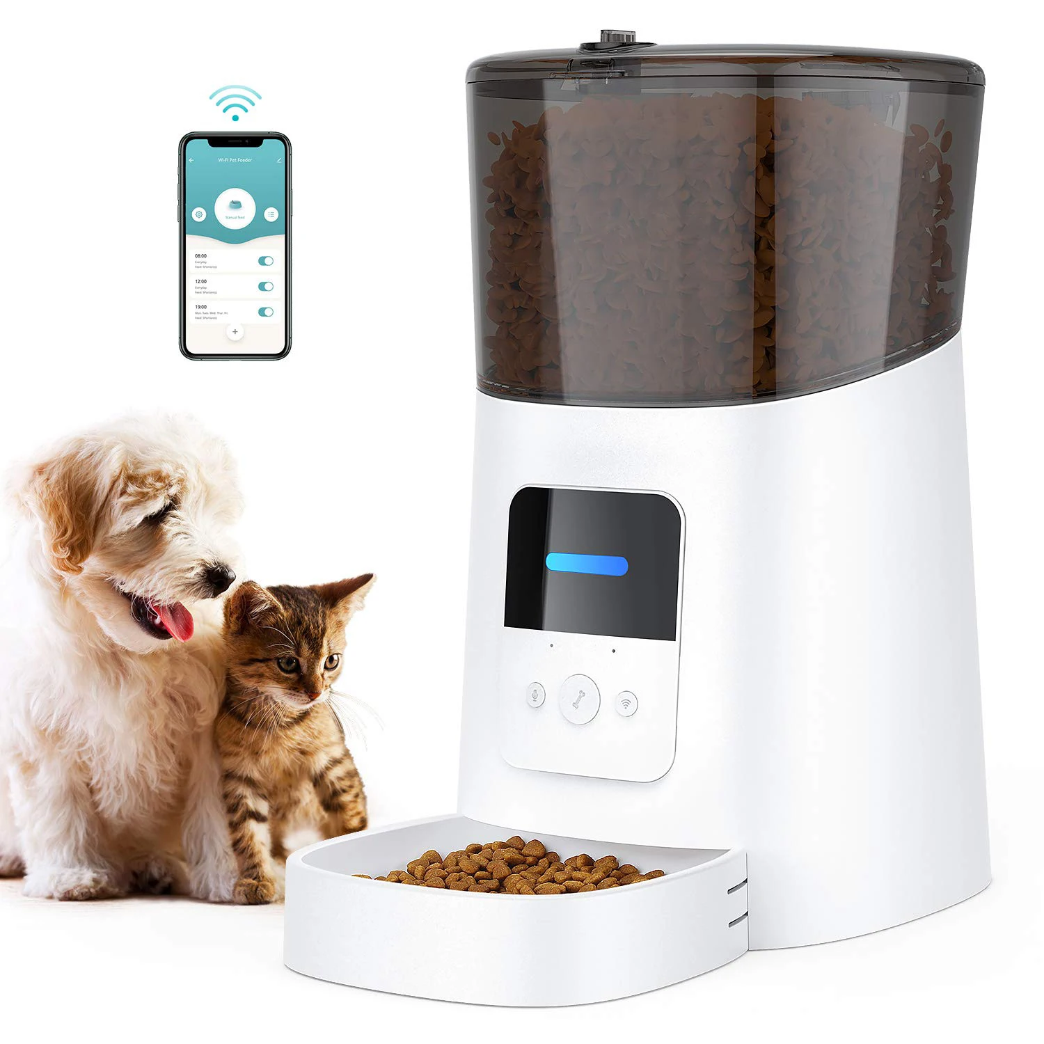 Tuya Intelligent 6L surefeed microchip 24g WiFi connected remote control smart automatic identification pet feeder robot
