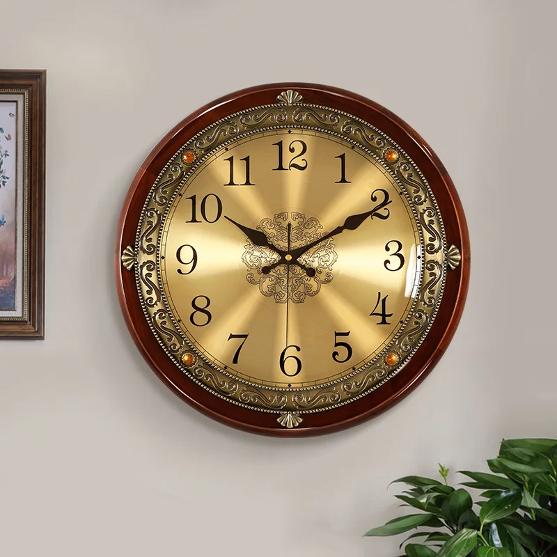 Wall Clock Living Room Clock American Light Luxury Bedroom Pocket Watch Wall-Mounted Atmospheric Quartz Clocks