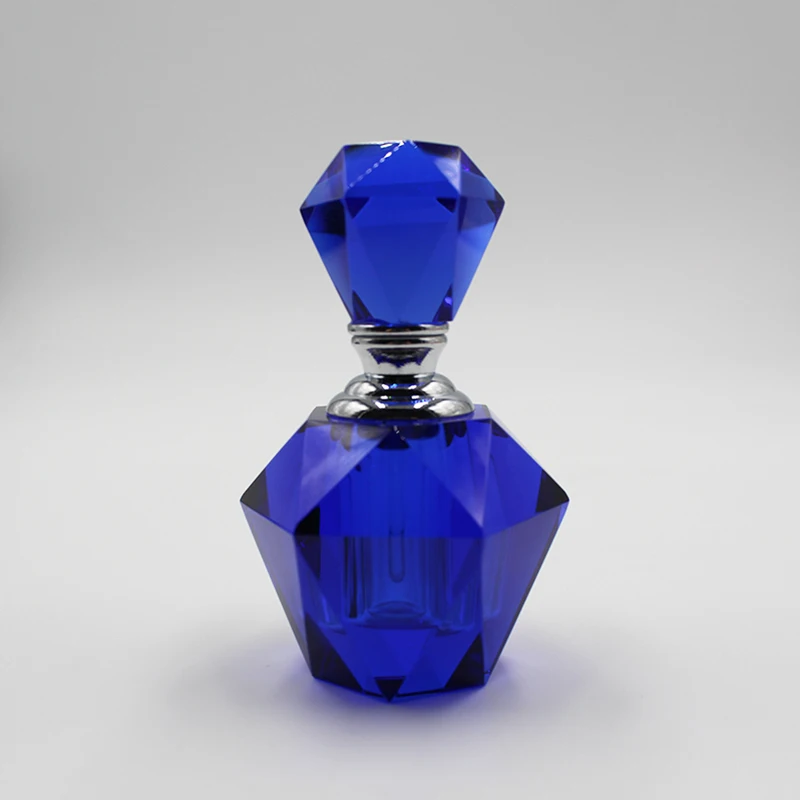 Оптовая продажа роскошный синий прозрачный пустой флакон для духов со стеклянными