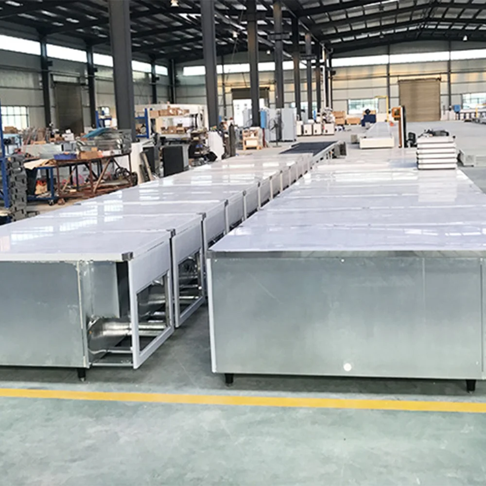 Commercial 505L 3 Door Counter Fridge Stainless Steel Under bench Counter Freezer for Kitchen